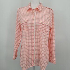Banana Republic Pink Plaid 1/2 Button Front Shirt